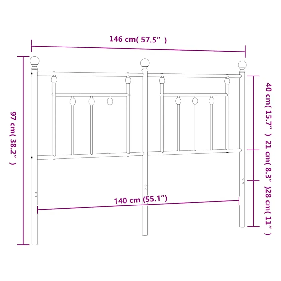 Tête de lit de remplacement métal noir 140 cm - 7