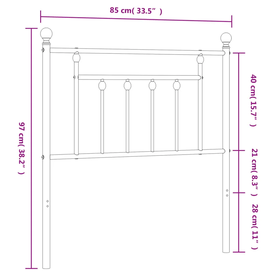 Tête de lit de remplacement métal noir 80 cm - 7