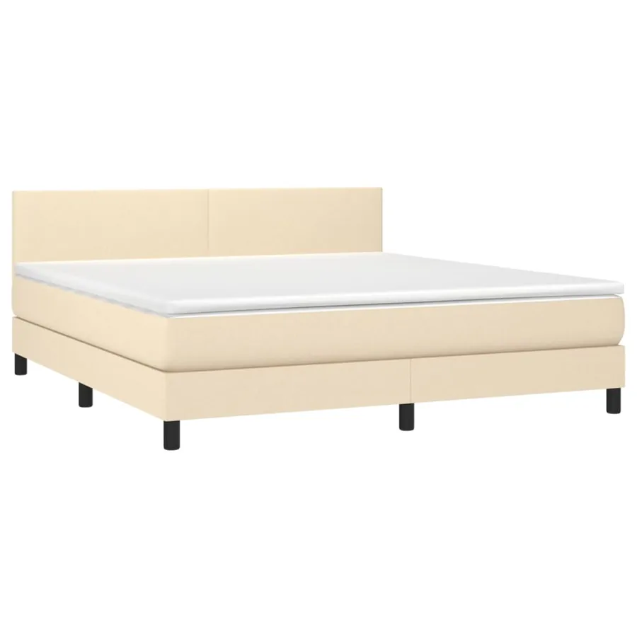 Sommier à lattes de lit avec matelas LED Crème 160x200 cm Tissu - 3