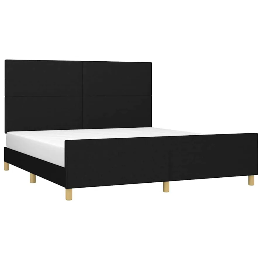Cadre de lit sans matelas noir 160x200 cm tissu - 3