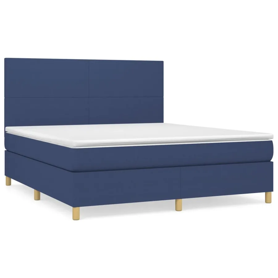 Sommier à lattes de lit avec matelas Bleu 160x200 cm Tissu - 2
