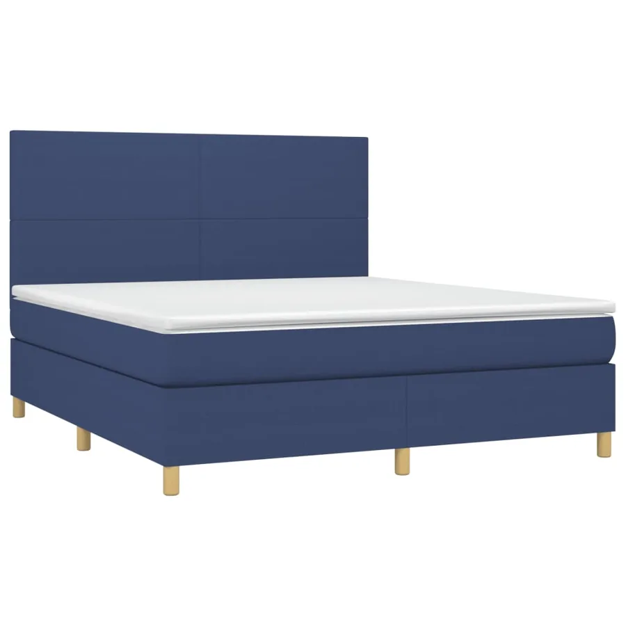 Sommier à lattes de lit avec matelas Bleu 160x200 cm Tissu - 3