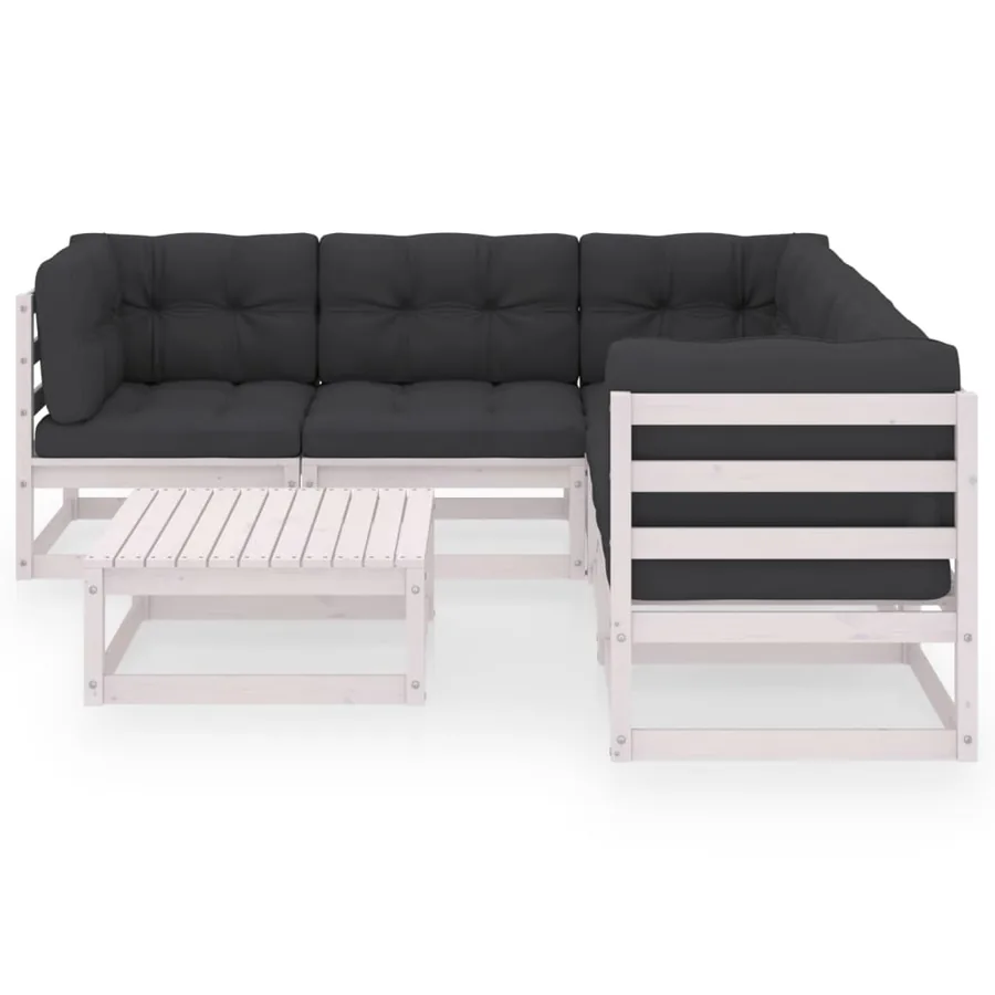Salon de jardin 6 pcs avec coussins Bois de pin massif - 3