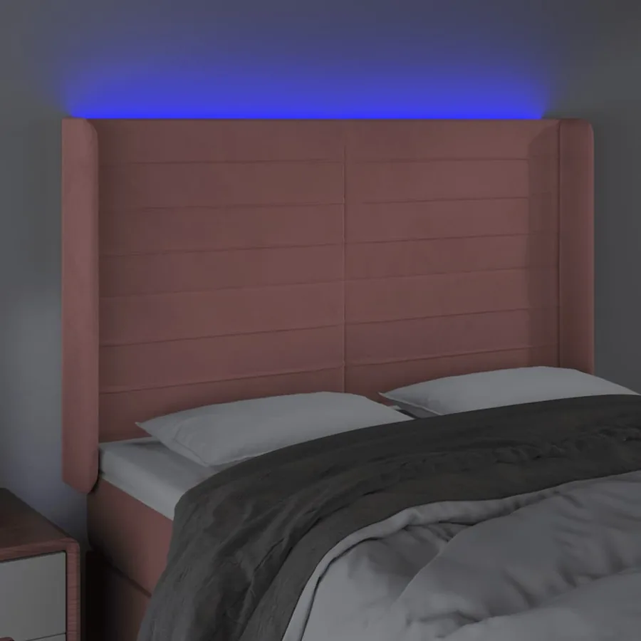 Tête de lit à LED Rose 147x16x118/128 cm Velours - 4