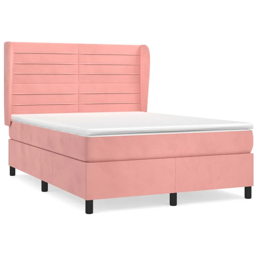 Sommier à lattes de lit avec matelas Rose 140x190 cm Velours - 2