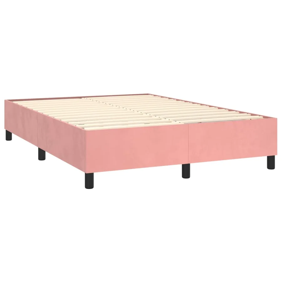 Sommier à lattes de lit avec matelas Rose 140x190 cm Velours - 4