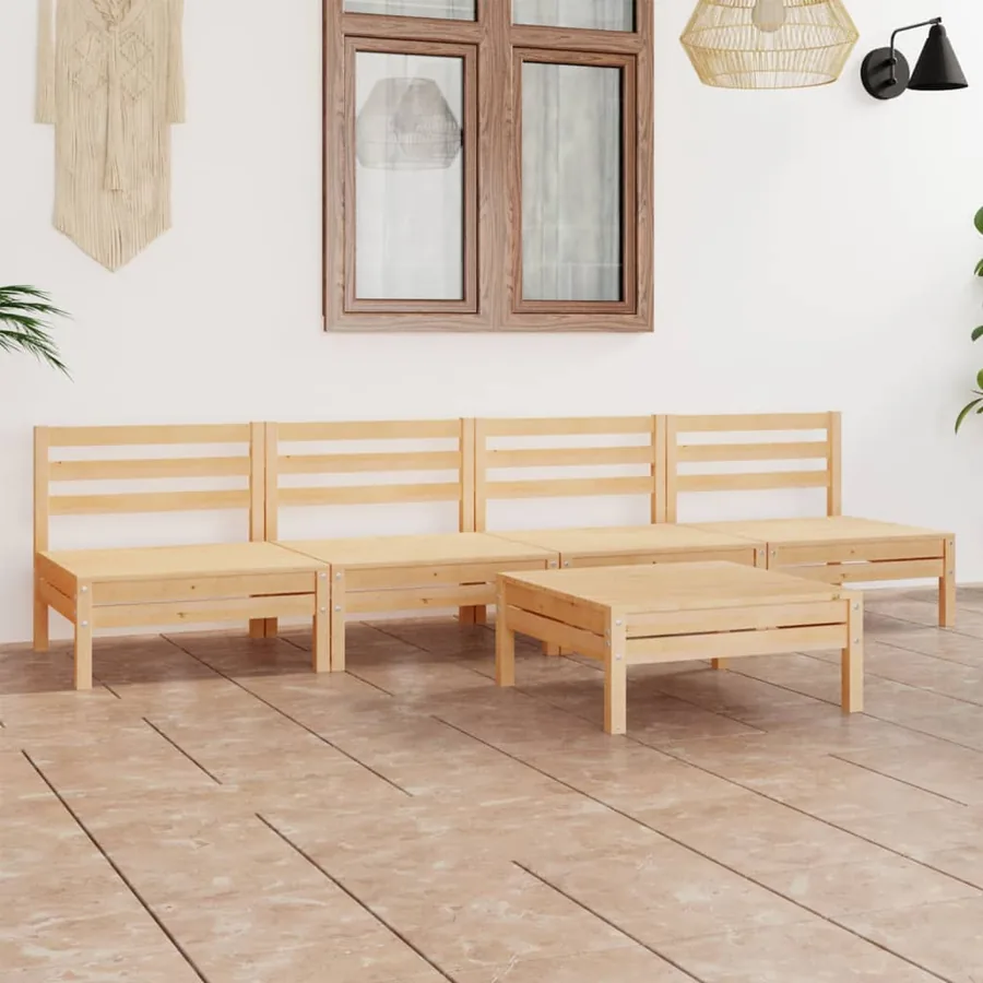 Salon de jardin 5 pcs Bois de pin massif