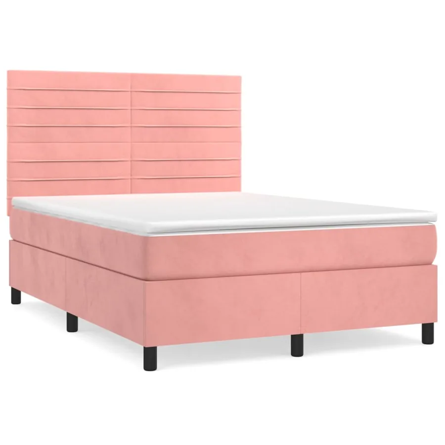 Sommier à lattes de lit avec matelas Rose 140x190 cm Velours - 2