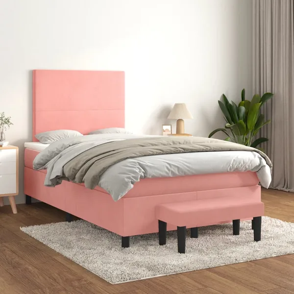 Sommier à lattes de lit avec matelas Rose 120x200 cm Velours
