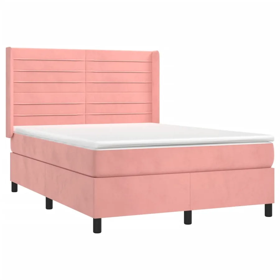 Sommier à lattes de lit matelas et LED Rose 140x190 cm Velours - 4