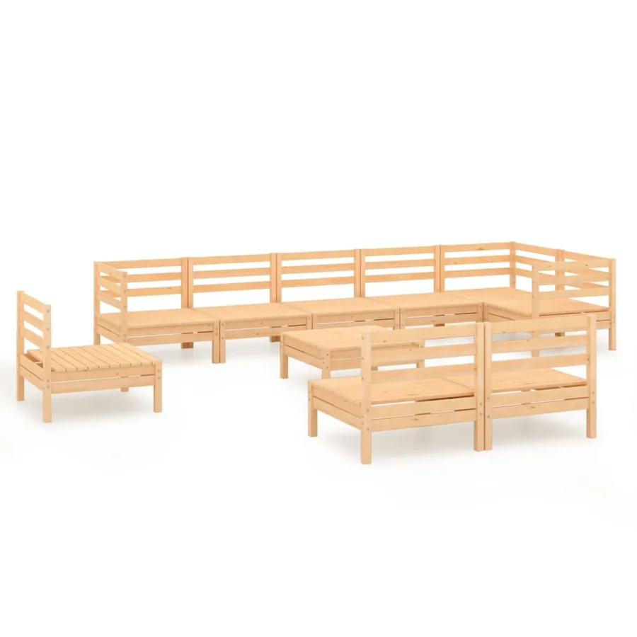 Salon de jardin 10 pcs Bois de pin massif - 2