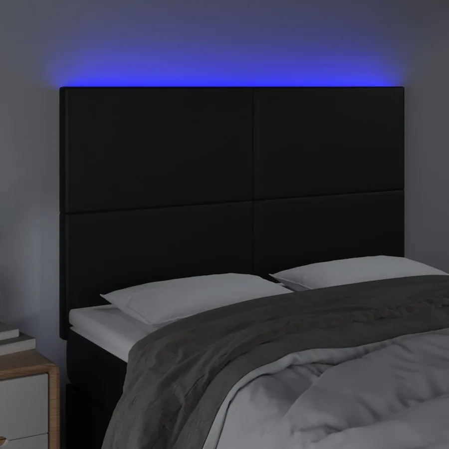 Tête de lit à LED Noir 144x5x118/128 cm Similicuir - 3