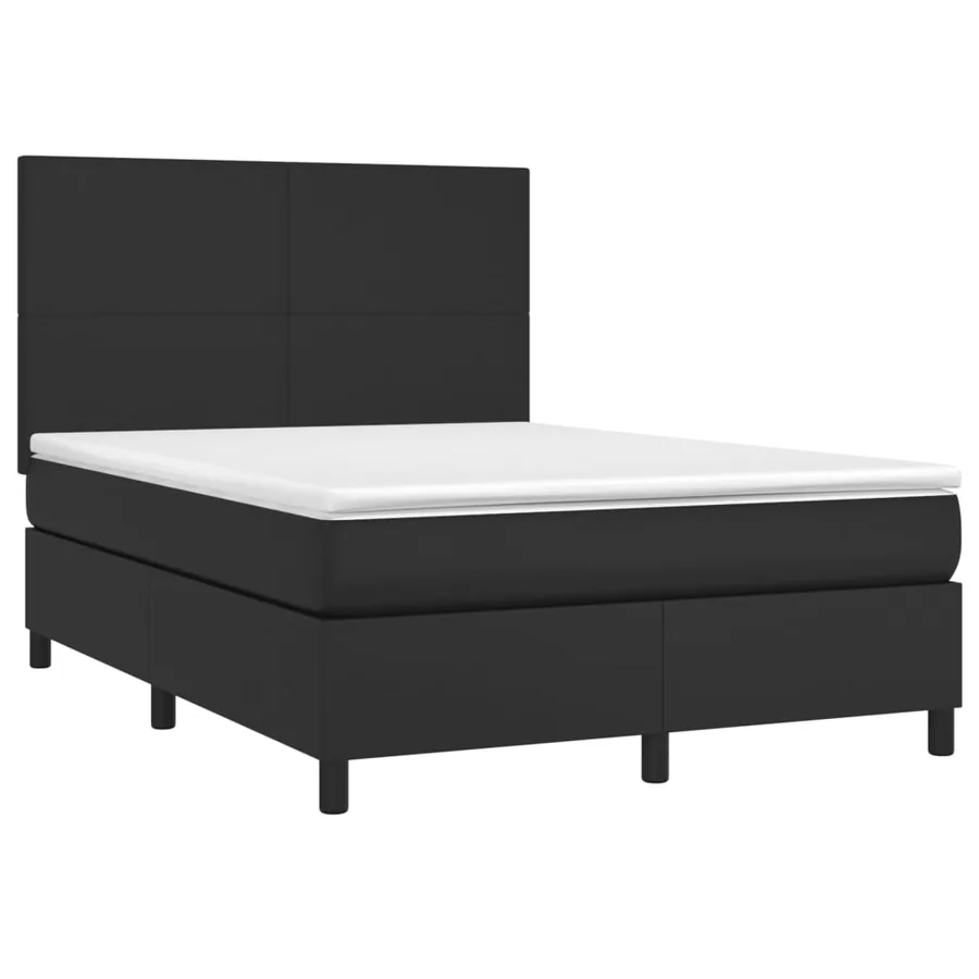 Sommier à lattes de lit avec matelas Noir 140x200 cm Similicuir - 3