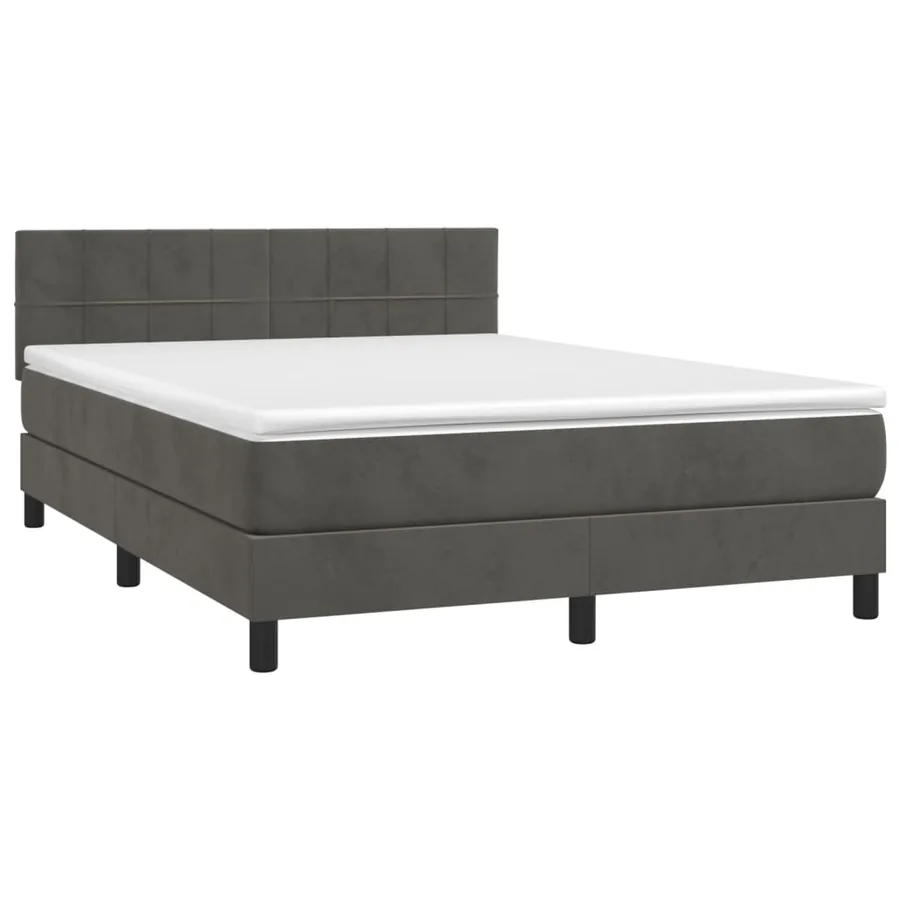 Sommier à lattes de lit et matelas Gris foncé 140x190cm Velours - 3