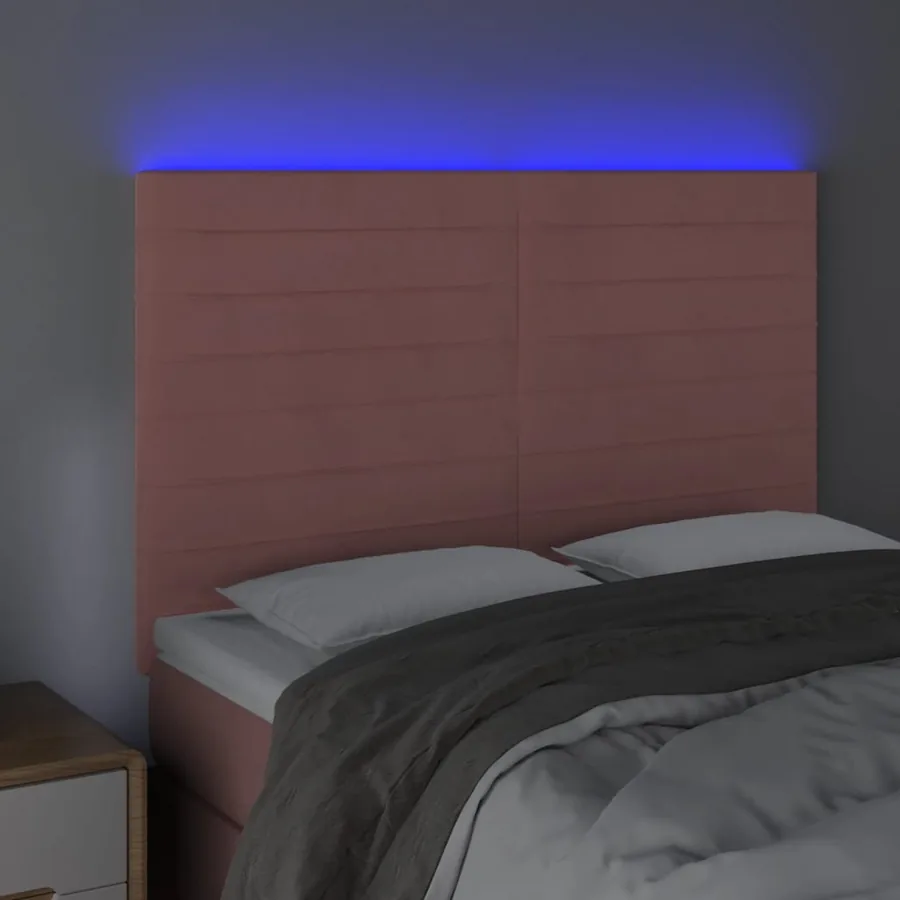 Tête de lit à LED Rose 144x5x118/128 cm Velours - 3