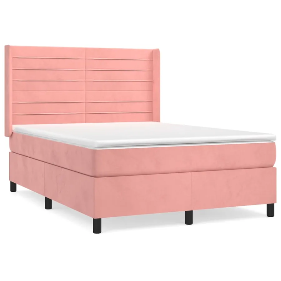 Sommier à lattes de lit avec matelas Rose 140x200 cm Velours - 2