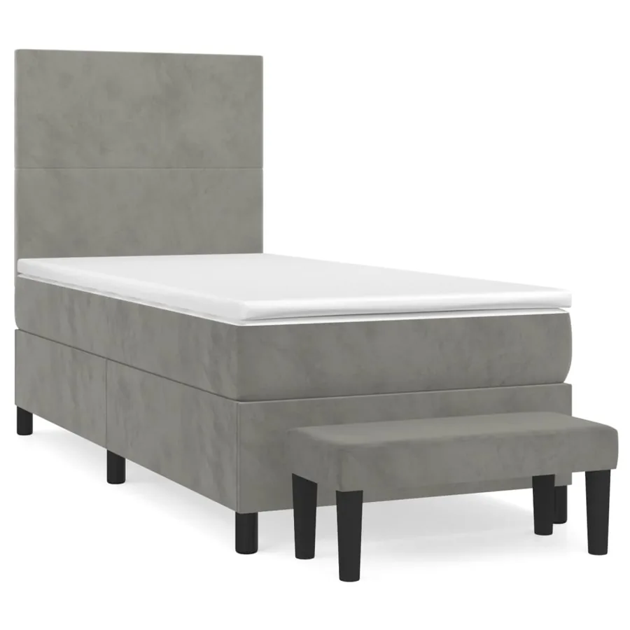 Sommier à lattes de lit et matelas Gris clair 100x200cm Velours - 2