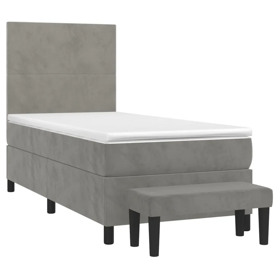 Sommier à lattes de lit et matelas Gris clair 100x200cm Velours - 3