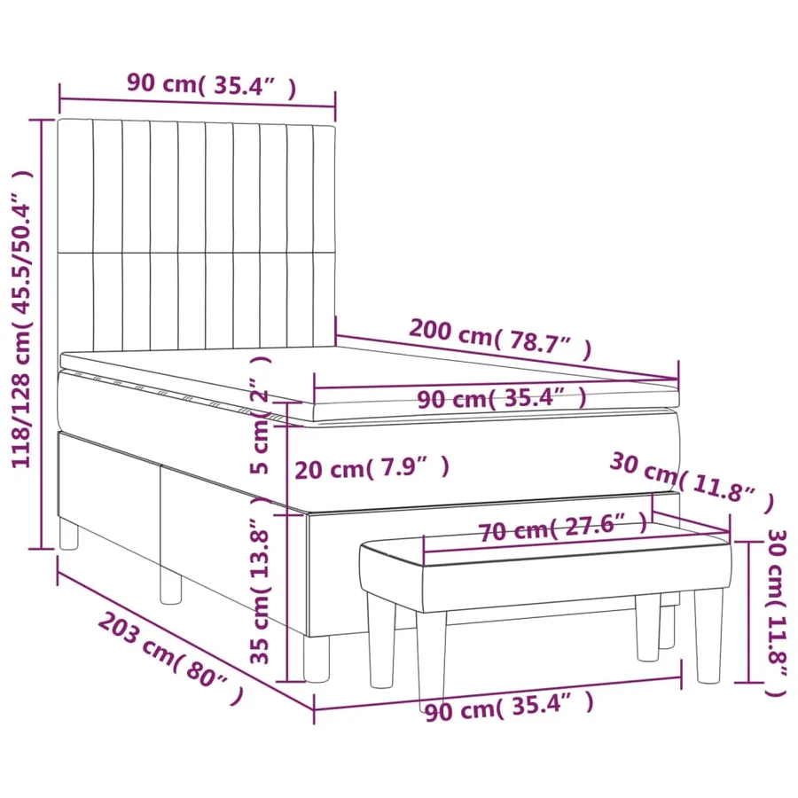 Sommier à lattes de lit avec matelas Rose 90x200 cm Velours - 8