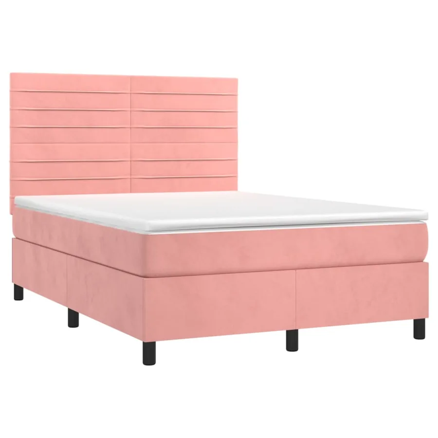 Sommier à lattes de lit avec matelas Rose 140x200 cm Velours - 3