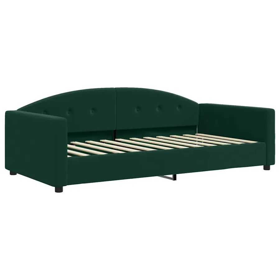 Lit de jour et gigogne et matelas vert foncé 100x200 cm velours - 4