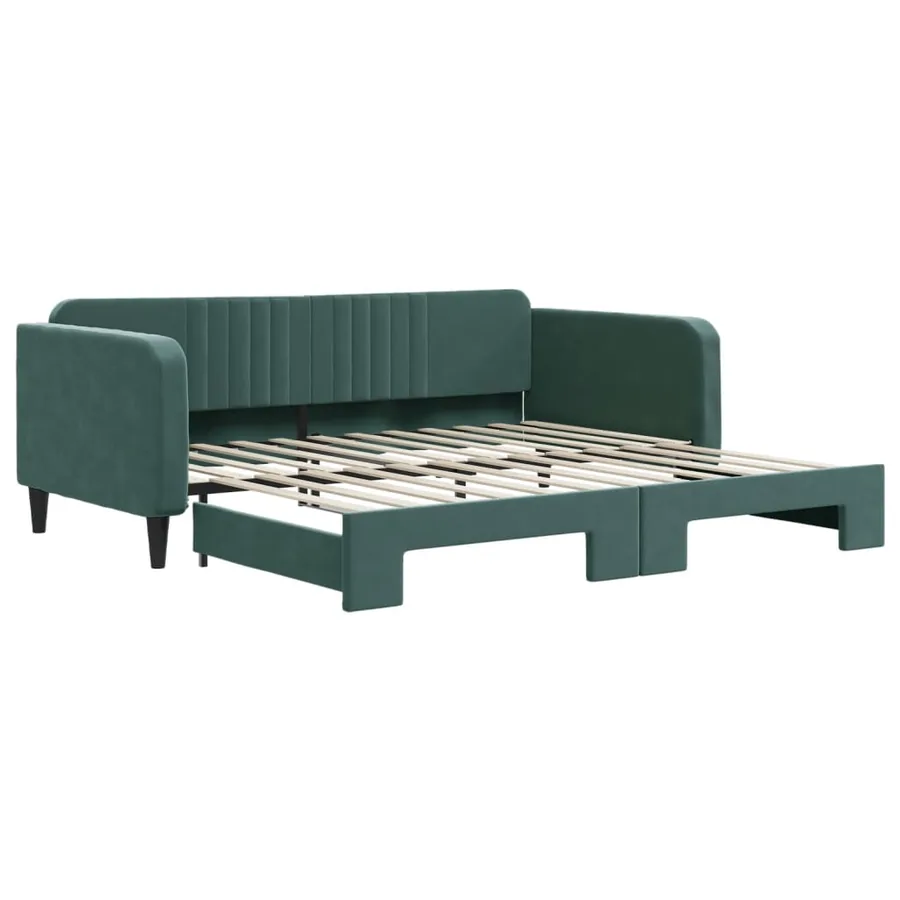 Lit de jour avec gigogne sans matelas vert foncé 100x200 cm - 2