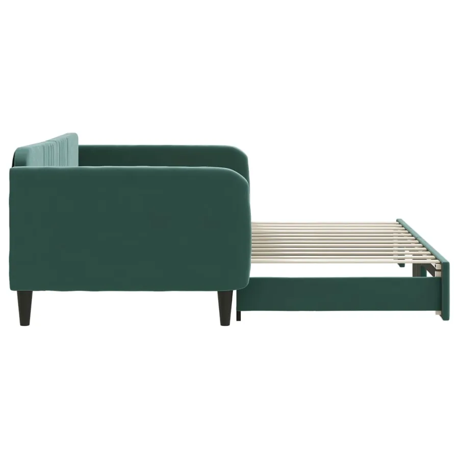 Lit de jour avec gigogne sans matelas vert foncé 100x200 cm - 4