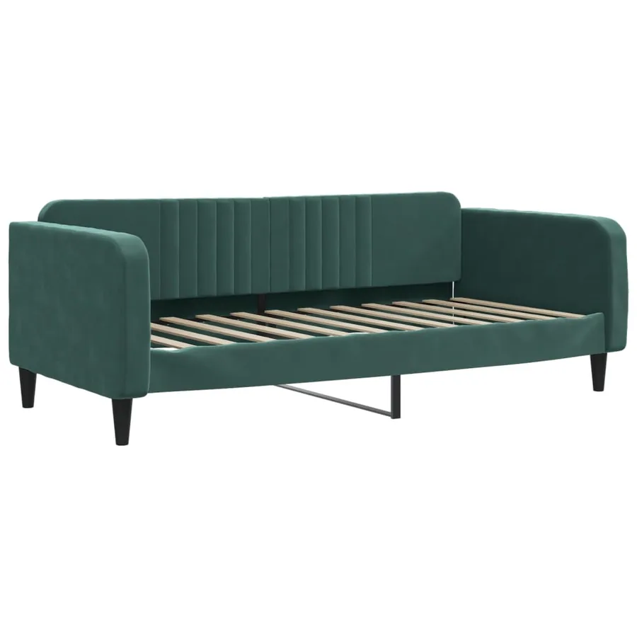 Lit de jour avec gigogne sans matelas vert foncé 100x200 cm - 6