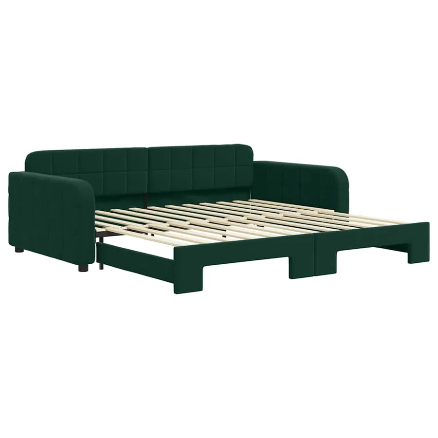 Lit de jour avec gigogne sans matelas vert foncé 100x200 cm - 2