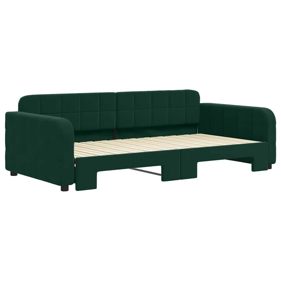 Lit de jour avec gigogne sans matelas vert foncé 100x200 cm - 3