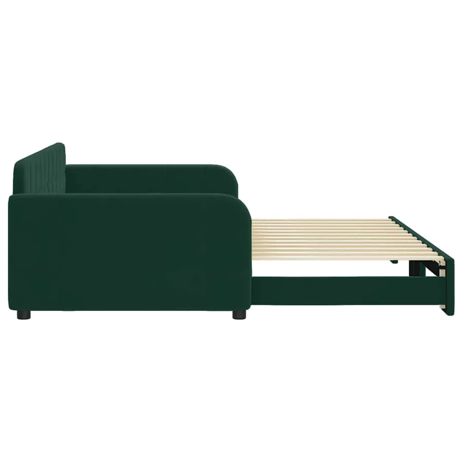 Lit de jour avec gigogne sans matelas vert foncé 100x200 cm - 4