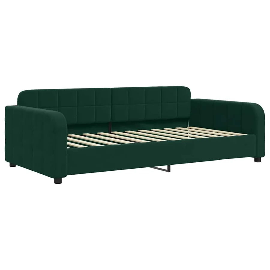 Lit de jour avec gigogne sans matelas vert foncé 100x200 cm - 6