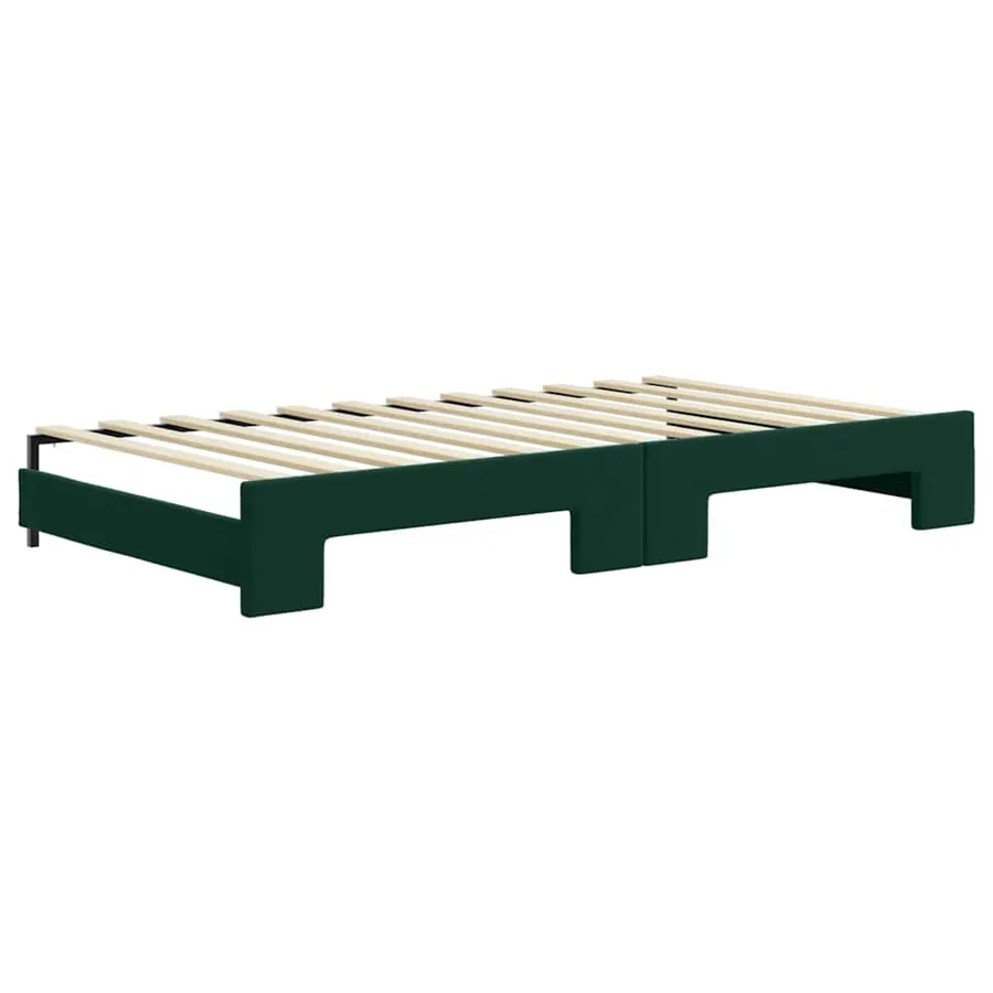 Lit de jour avec gigogne sans matelas vert foncé 100x200 cm - 8