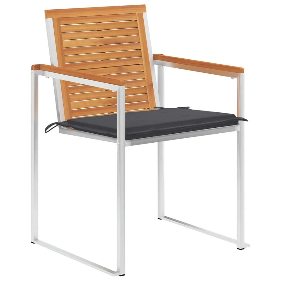Chaises de jardin lot de 6 avec coussins Bois d'acacia solide - 2