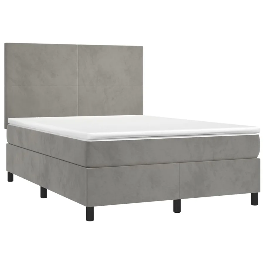 Sommier à lattes de lit avec matelas LED Gris clair 140x200 cm - 3