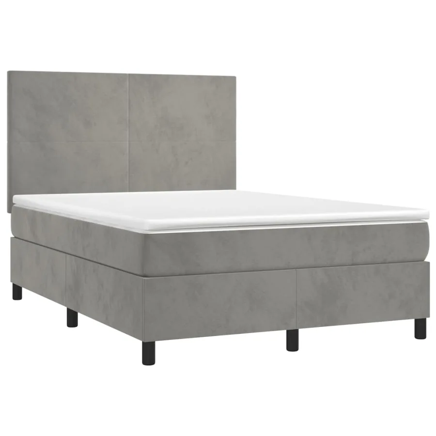 Sommier à lattes de lit et matelas Gris clair 140x200cm Velours - 3