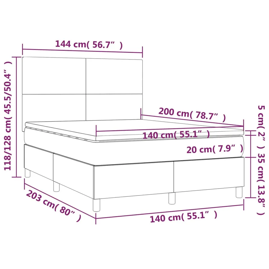 Sommier à lattes de lit et matelas Gris clair 140x200cm Velours - 6
