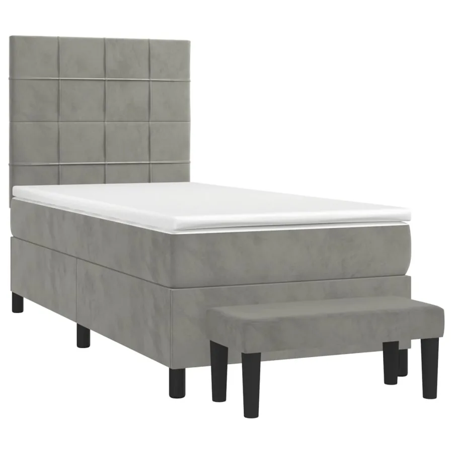Sommier à lattes de lit et matelas Gris clair 90x190 cm Velours - 3