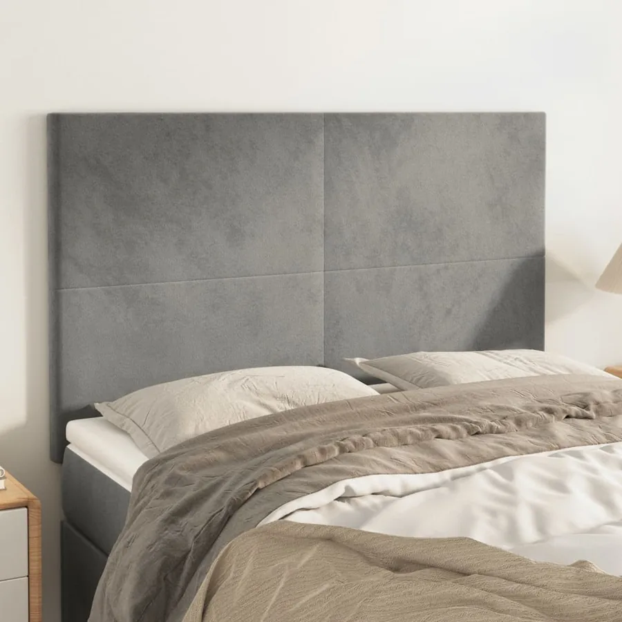 Tête de lit Gris clair 144 x 5 x 118/128 cm Velours