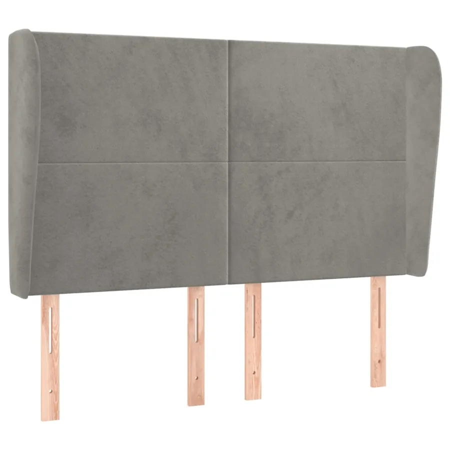 Tête de lit avec oreilles Gris clair 147x23x118/128 cm Velours - 2