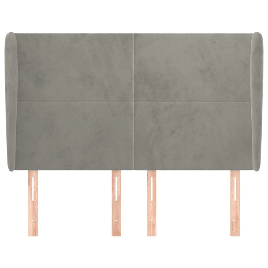 Tête de lit avec oreilles Gris clair 147x23x118/128 cm Velours - 3