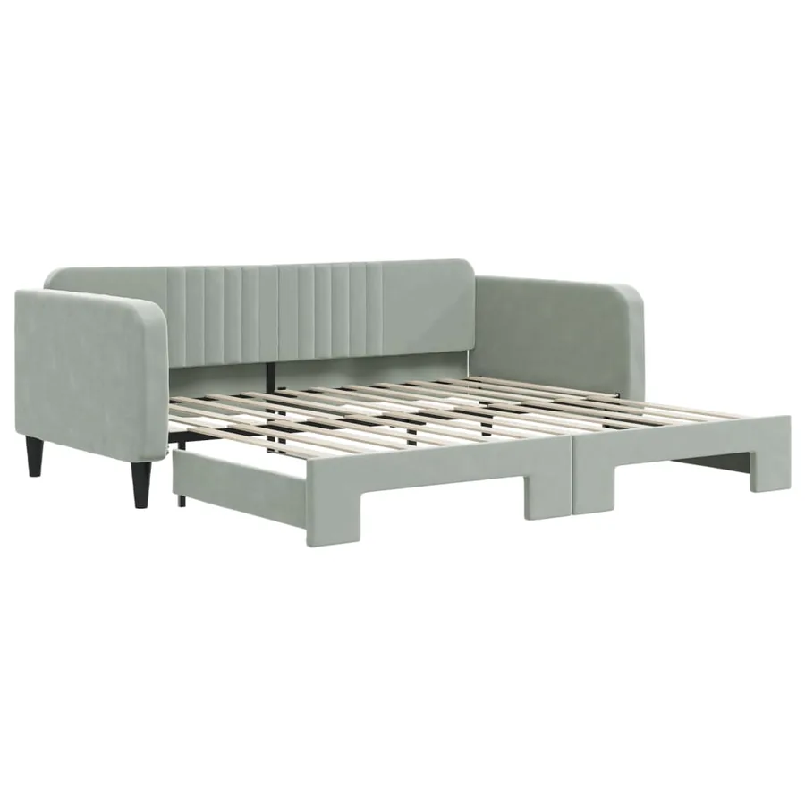 Lit de jour avec gigogne sans matelas gris clair 100x200 cm - 2