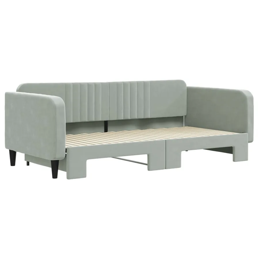 Lit de jour avec gigogne sans matelas gris clair 100x200 cm - 3