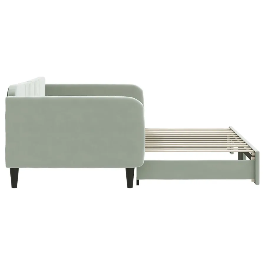 Lit de jour avec gigogne sans matelas gris clair 100x200 cm - 4