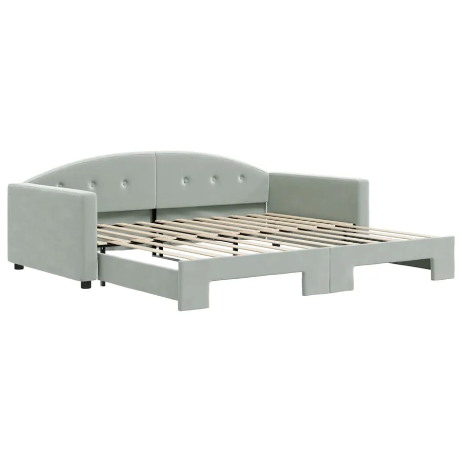 Lit de jour avec gigogne sans matelas gris clair 100x200 cm - 2