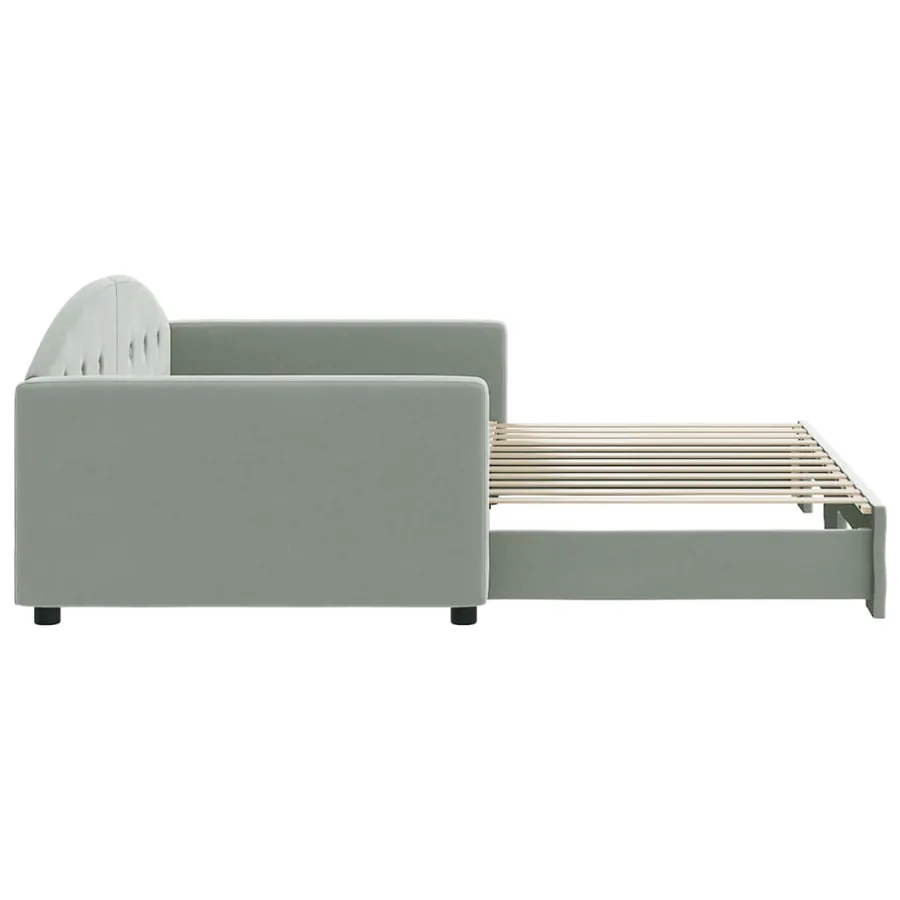 Lit de jour avec gigogne sans matelas gris clair 100x200 cm - 4