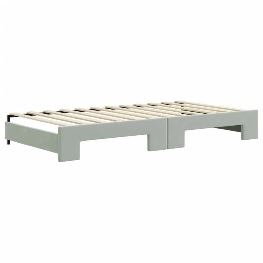 Lit de jour avec gigogne sans matelas gris clair 100x200 cm - 7