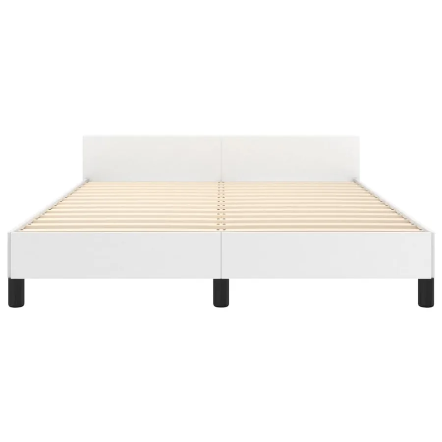 Cadre de lit sans matelas blanc 140x200 cm similicuir - 6