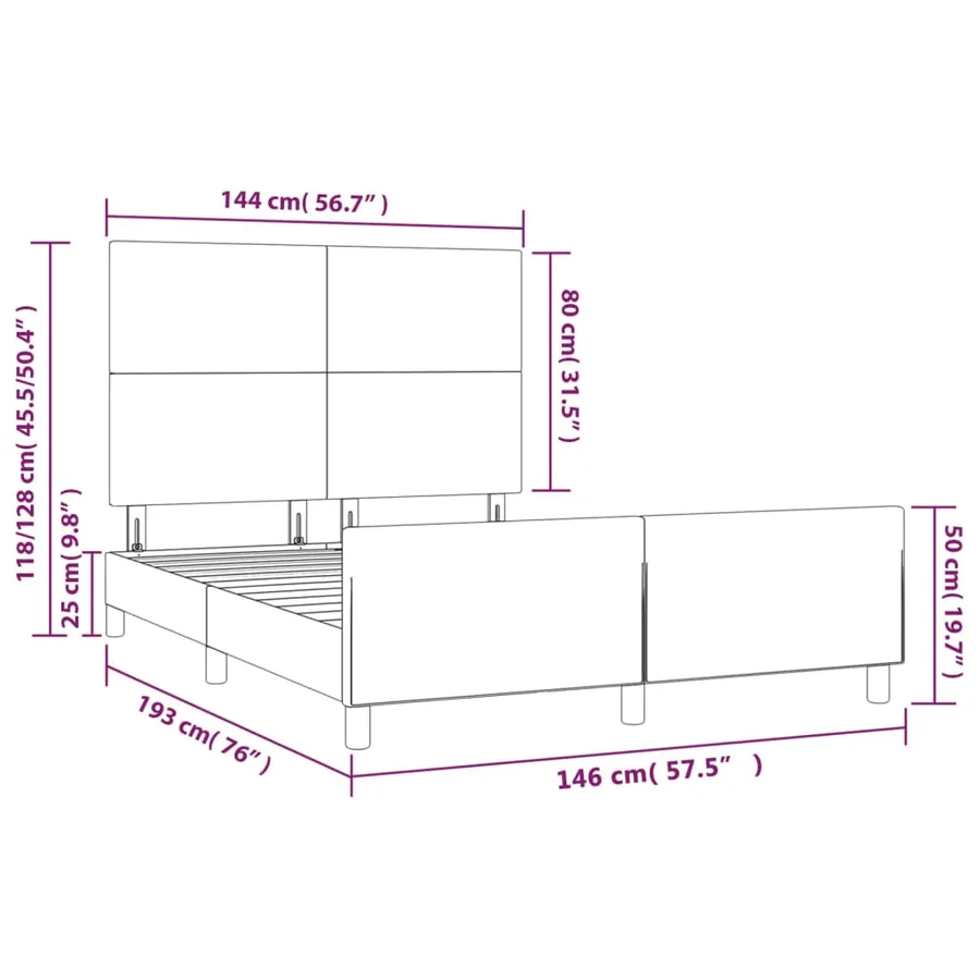 Cadre de lit sans matelas blanc 140x190 cm similicuir - 14