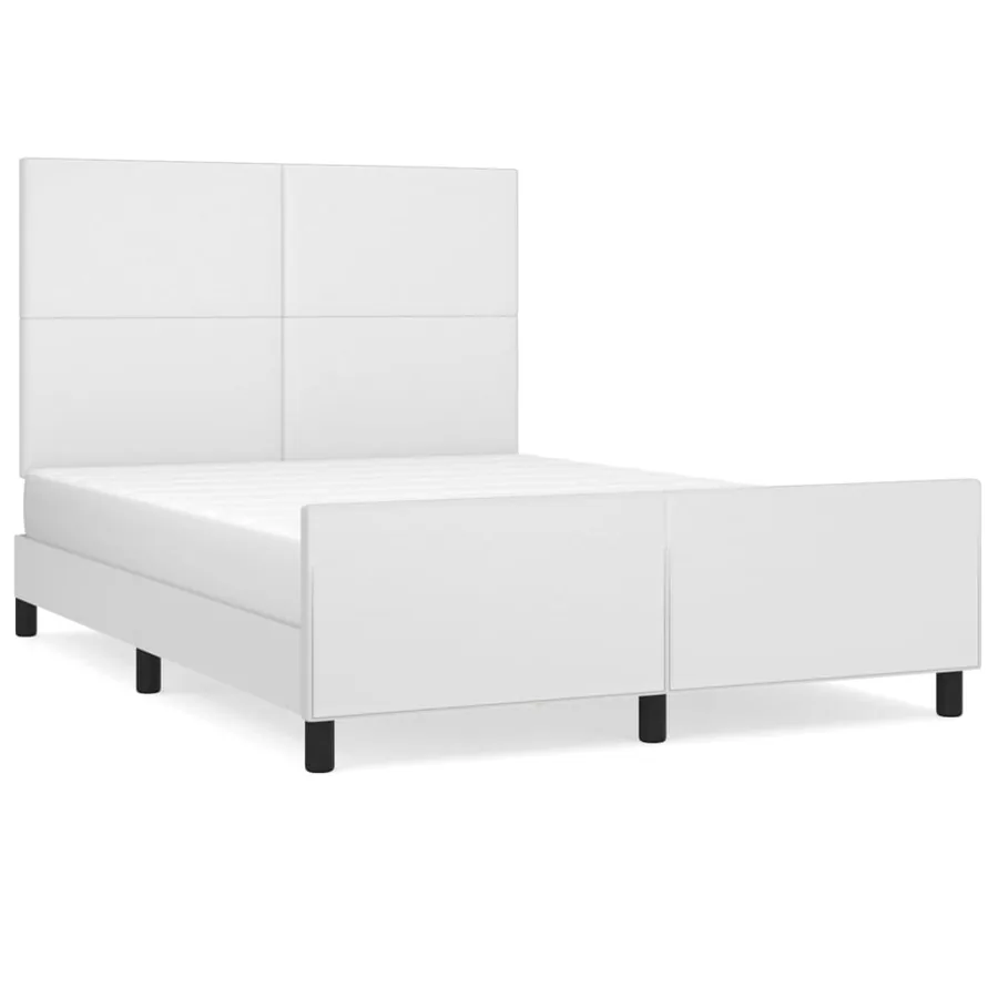 Cadre de lit sans matelas blanc 140x190 cm similicuir - 2